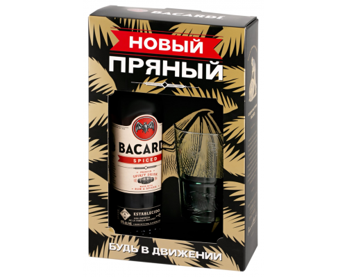 Напиток спиртной BACARDI Spiced, 40%, п/у + стакан, 0.7л, Италия, 0.7 L