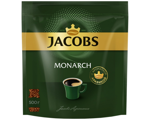 Кофе растворимый JACOBS Monarch натуральный сублимированный, 500г, Россия, 500 г