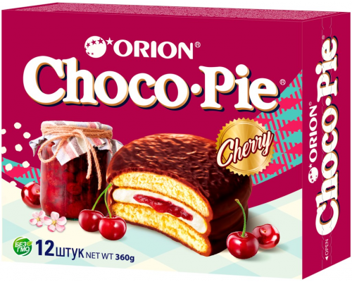 Пирожное ORION Choco Pie Cherry, 360г, Россия, 360 г