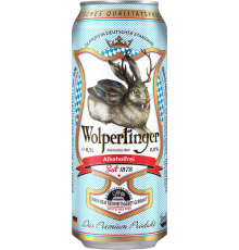 Пиво светлое безалкогольное WOLPERTINGER Alkofrei фильтрованное пастеризованное, 0,5%, ж/б, 0.5л, Германия, 0.5 L