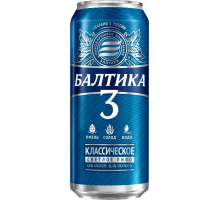 Пиво светлое БАЛТИКА 3 Классическое, 4,8%, ж/б, 0.9л, Россия, 0.9 L