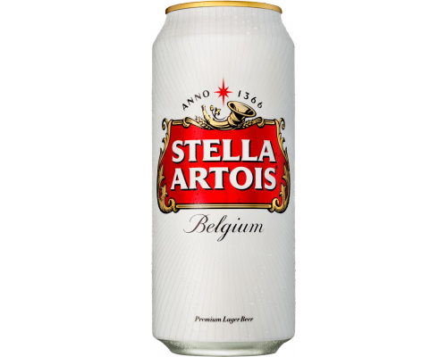 Пиво светлое STELLA ARTOIS пастеризованное, 5%, ж/б, 0.45л, Россия, 0.45 L