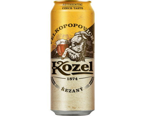 Пиво светлое VELKOPOPOVICKY KOZEL Rezany пастеризованное, 4,7%, ж/б, 0.45л, Россия, 0.45 L