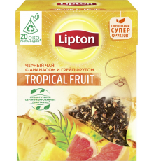 Чай черный LIPTON Tropical Fruit Tea с кусочками фруктов, 20пир, Россия, 20 пир