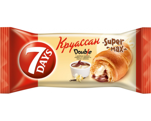 Круассан 7DAYS Super Max Double с двойным кремом какао и ваниль, 110г, Россия, 110 г