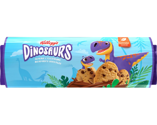 Печенье сдобное KELLOGG'S Dinosaurs ванильное с кусочками молочного
шоколада, 180г, Россия, 180 г