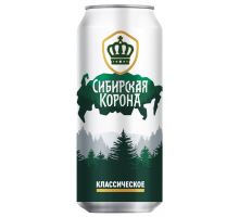 Пиво светлое СИБИРСКАЯ КОРОНА Классическое пастеризованное, 5,3%, ж/б, 0.45л, Россия, 0.45 L