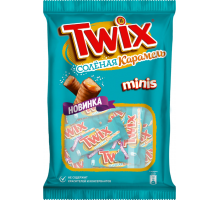 Печенье сахарное TWIX Minis Соленая карамель, покрытое молочным шоколадом, 184г, Россия, 184 г