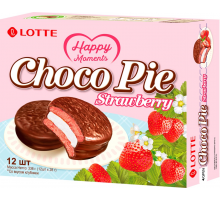 Печенье глазированное LOTTE Choco Pie со вкусом клубники, 336г, Россия, 336 г