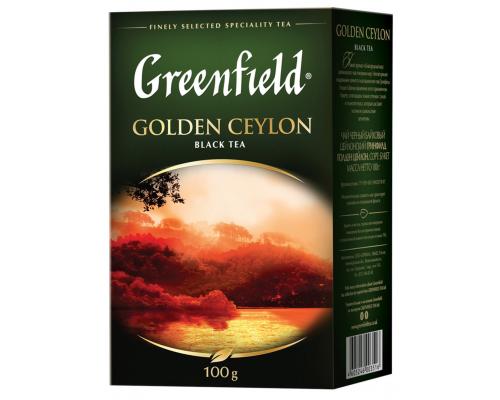 Чай черный GREENFIELD Golden Ceylon листовой, 100г, Россия, 100 г