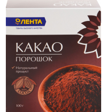 Какао-порошок ЛЕНТА натуральный, 100г, Россия, 100 г