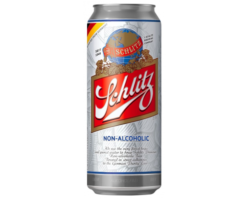 Пиво светлое безалкогольное SCHLITZ Alkofrei фильтрованное пастеризованное, не более 0,5%, ж/б, 0.5л, Германия, 0.5 L