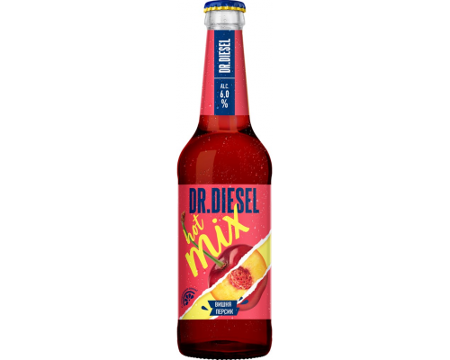 Напиток пивной DR.DIESEL Hot Mix Вишня, персик пастеризованный, 6%, 0.45л, Россия, 0.45 L