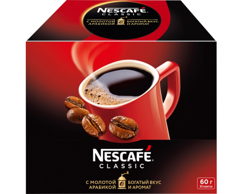 Кофе растворимый с добавлением молотого NESCAFE Classic, 30шт, Россия, 30 шт