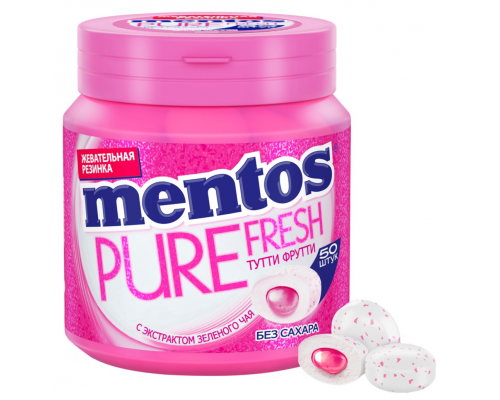 Жевательная резинка MENTOS Pure fresh со вкусом Тутти Фрутти, 100г, Россия, 100 г