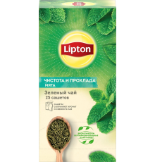 Чай зеленый LIPTON Чистота и прохлада с мятой, 25пак, Россия, 25 пак