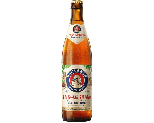 Пиво светлое PAULANER Hefe-weissbier нефильтрованное пастеризованное, 5,5%, 0.5л, Германия, 0.5 L