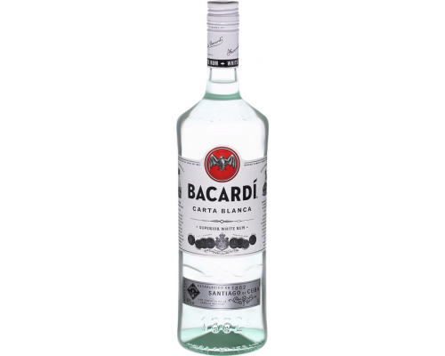 Ром BACARDI Carta Blanca невыдержанный, 40%, 1л, Италия, 1 L