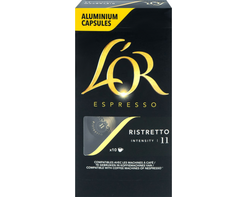 Кофе молотый в капсулах L’OR Espresso Ristretto натуральный жареный, 10кап, Франция, 10 кап