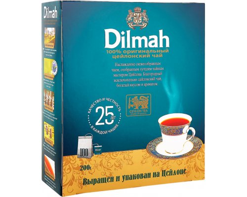 Чай черный DILMAH Цейлонский, 100пак, Шри-Ланка, 100 пак