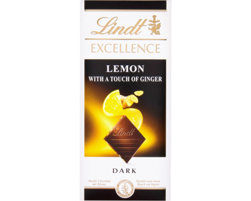 Шоколад темный LINDT Excellence Лимон и Имбирь, 100г, Франция, 100 г