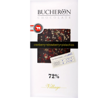 Шоколад горький BUCHERON с клюквой, клубникой и фисташками, 100г, Россия, 100 г