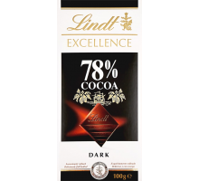 Шоколад горький LINDT Excellence 78% какао, 100г, Франция, 100 г