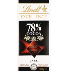 Шоколад горький LINDT Excellence 78% какао, 100г, Франция, 100 г