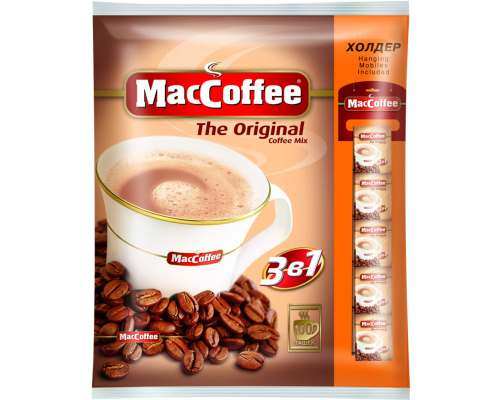 Напиток кофейный растворимый MACCOFFEE 3в1, 100пак, Россия, 100 пак