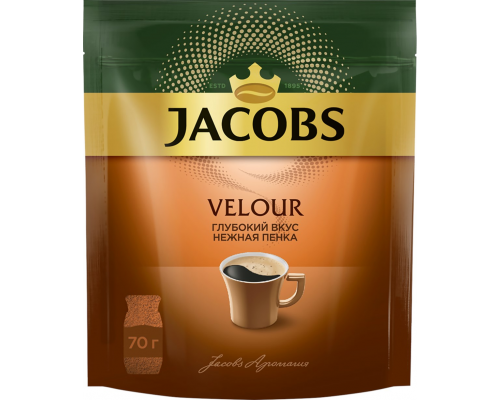 Кофе растворимый JACOBS Velour натуральный порошкообразный, 70г, Великобритания, 70 г