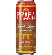 Пиво темное PRAGA Dark Lager фильтрованное пастеризованное, 4,8%, ж/б, 0.5л, Чехия, 0.5 L