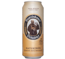 Пиво светлое FRANZISKANER Hefe-weissbier пшеничное нефильтрованное пастеризованное, 5%, ж/б, 0.5л, Германия, 0.5 L