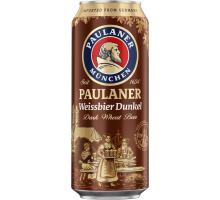 Пиво темное PAULANER Weissbier Dunkel нефильтрованное пастеризованное, 5,3%, ж/б, 0.5л, Германия, 0.5 L