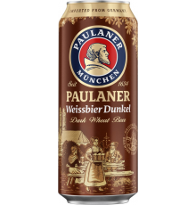 Пиво темное PAULANER Weissbier Dunkel нефильтрованное пастеризованное, 5,3%, ж/б, 0.5л, Германия, 0.5 L