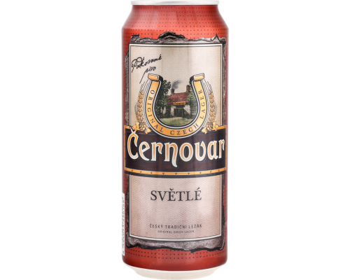 Пиво светлое CERNOVAR Svetle фильтрованное пастеризованное, 4,9%, ж/б, 0.5л, Чехия, 0.5 L