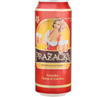 Пиво светлое PRAZACKA фильтрованное пастеризованное, 4%, ж/б, 0.5л, Чехия, 0.5 L