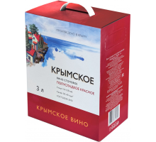 Вино КРЫМСКОЕ столовое красное полусладкое, 3л, Россия, 3 L