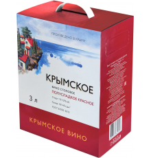 Вино КРЫМСКОЕ столовое красное полусладкое, 3л, Россия, 3 L