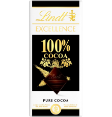 Шоколад LINDT Excellence 100% Cacao, 50г, Франция, 50 г