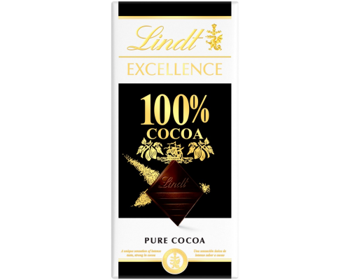 Шоколад LINDT Excellence 100% Cacao, 50г, Франция, 50 г