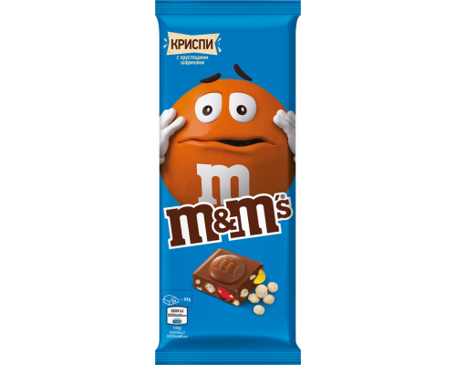 Шоколад молочный M&M'S Криспи с хрустящими шариками, 122г, Россия, 122 г