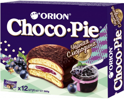 Пирожное ORION Choco Pie черная смородина, 360г, Россия, 360 г