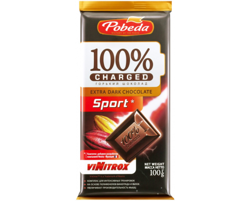 Шоколад горький ПОБЕДА ВКУСА Charged Sport, 100г, Россия, 100 г