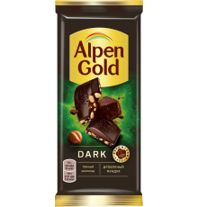 Шоколад темный ALPEN GOLD Dark с дробленым фундуком, 80г, Россия, 80 г