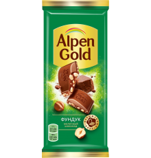 Шоколад молочный ALPEN GOLD с дробленым фундуком, 85г, Россия, 85 г