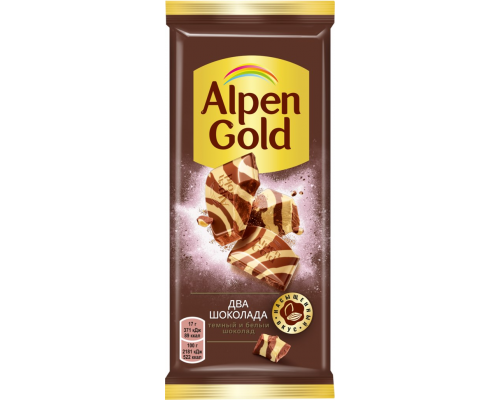 Шоколад белый и темный ALPEN GOLD Два шоколада, 85г, Россия, 85 г