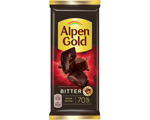 Шоколад горький ALPEN GOLD Bitter 70% какао, 80г, Россия, 80 г