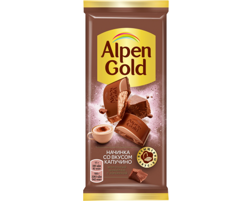 Шоколад молочный ALPEN GOLD с начинкой со вкусом капучино, 85г, Россия, 85 г