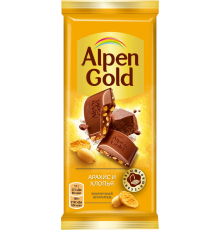 Шоколад молочный ALPEN GOLD Арахис и кукурузные хлопья, 85г, Россия, 85 г