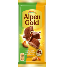 Шоколад молочный ALPEN GOLD с соленым миндалем и карамелью, 85г, Россия, 85 г